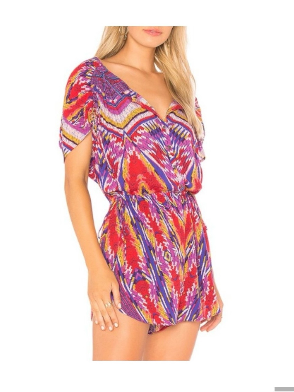 Free People Womens Dream All Night Printed Romper Size L Boho